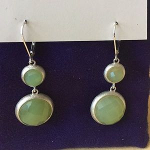 Rivka Friedman white rhodium clad new jade earring